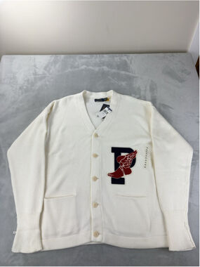 Polo Ralph Lauren Nwt P-wing White Chunky Knit Cotton Cardigan Sweater Mens XL